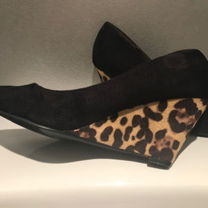 Black/Leopard Print Ohlo Wedges - New but no box